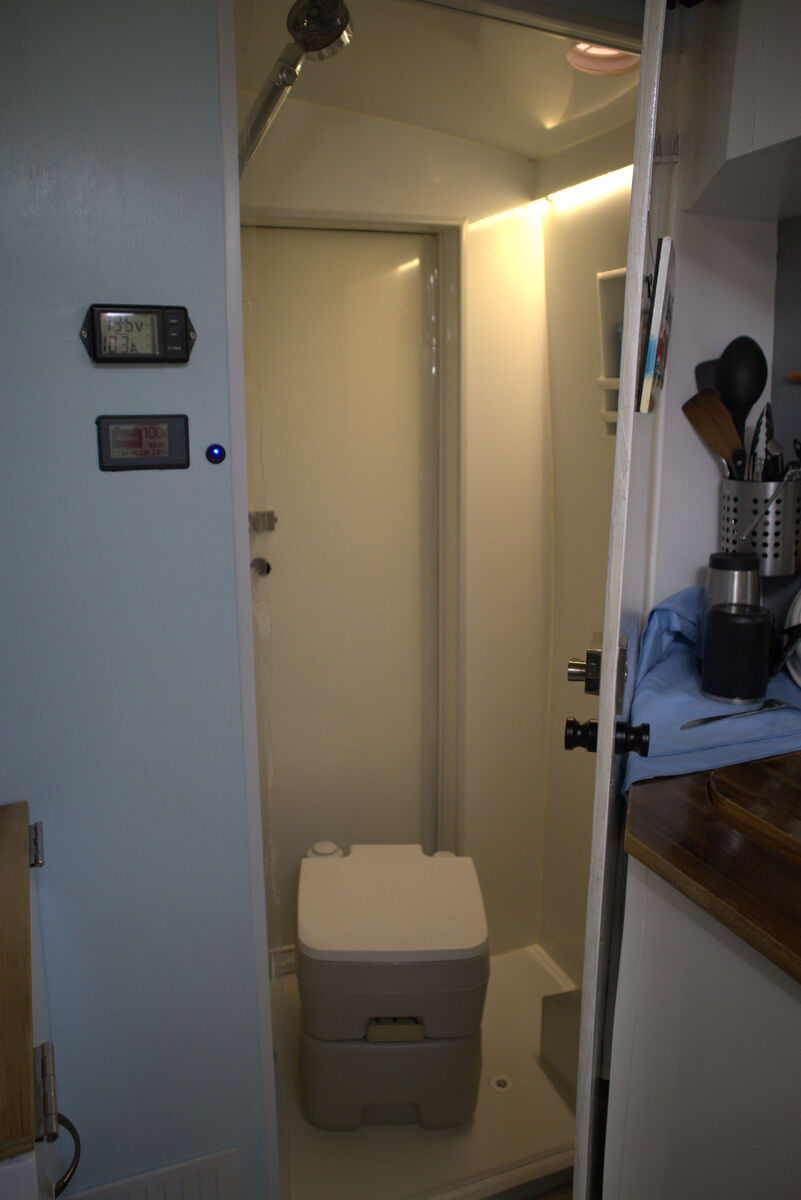 Shower plastic lining being applied